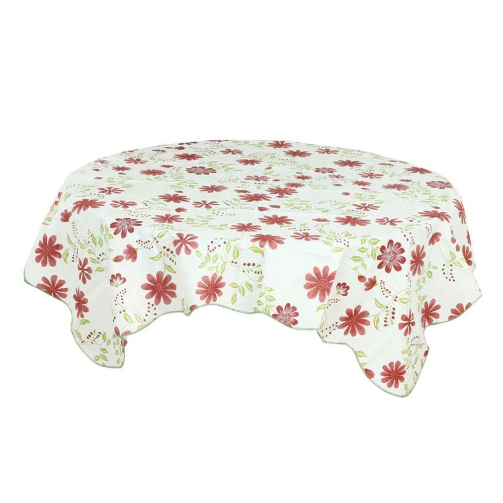 Vinyl Plastic Waterproof Tablecloth 53" x 53" Red Flower Square Tablecloths